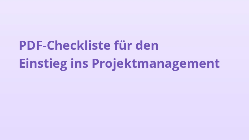 PDF-Checkliste für den Einstieg ins Projektmanagement
