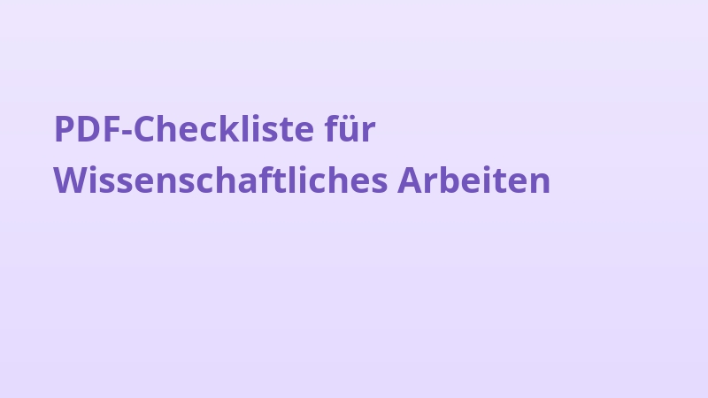 PDF-Checkliste für Wissenschaftliches Arbeiten