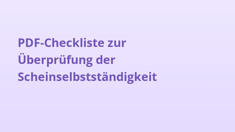 PDF-Checkliste zur Überprüfung der Scheinselbstständigkeit