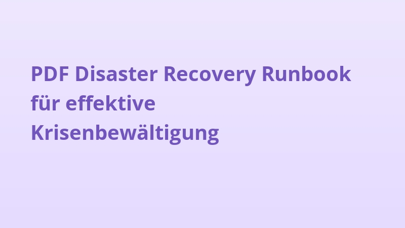 PDF Disaster Recovery Runbook für effektive Krisenbewältigung