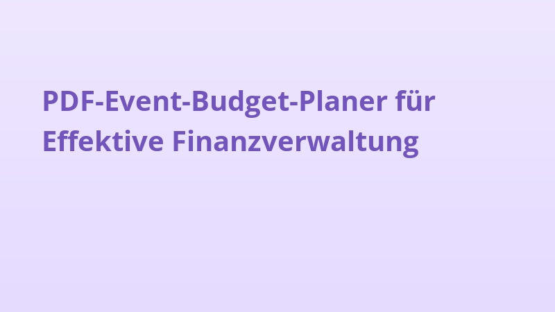 PDF-Event-Budget-Planer für Effektive Finanzverwaltung