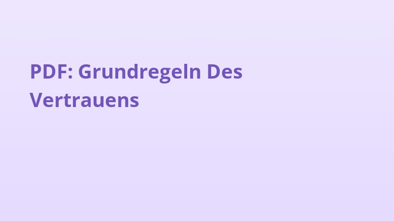 PDF: Grundregeln Des Vertrauens