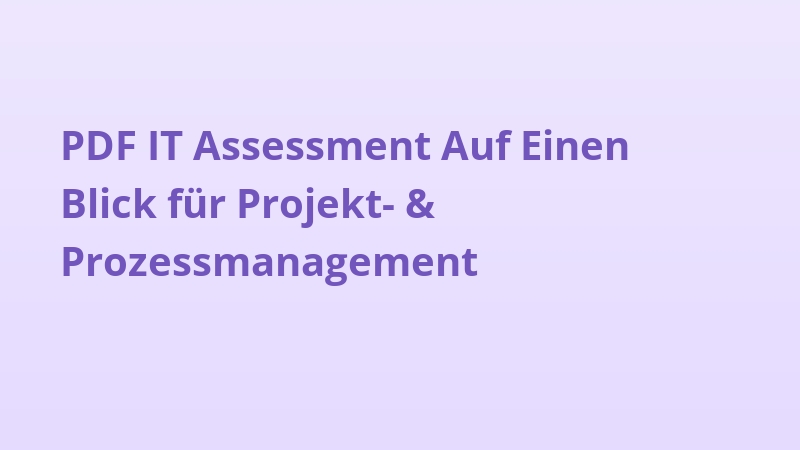 PDF IT Assessment Auf Einen Blick für Projekt- & Prozessmanagement