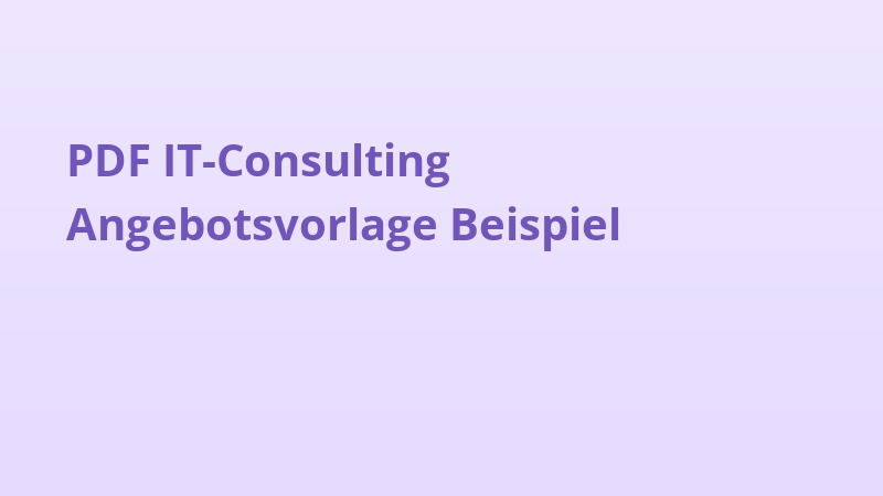 PDF IT-Consulting Angebotsvorlage Beispiel