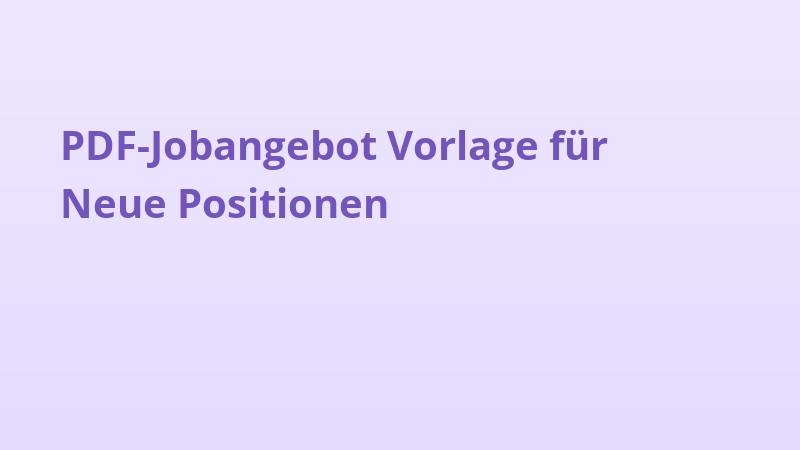 PDF-Jobangebot Vorlage für Neue Positionen
