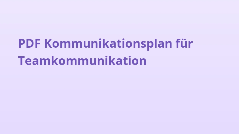 PDF Kommunikationsplan für Teamkommunikation