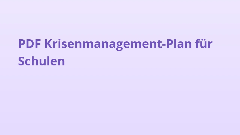 PDF Krisenmanagement-Plan für Schulen