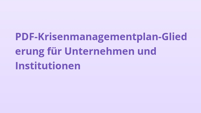 PDF-Krisenmanagementplan-Gliederung für Unternehmen und Institutionen