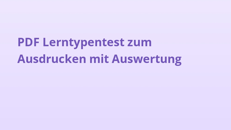 PDF Lerntypentest zum Ausdrucken mit Auswertung