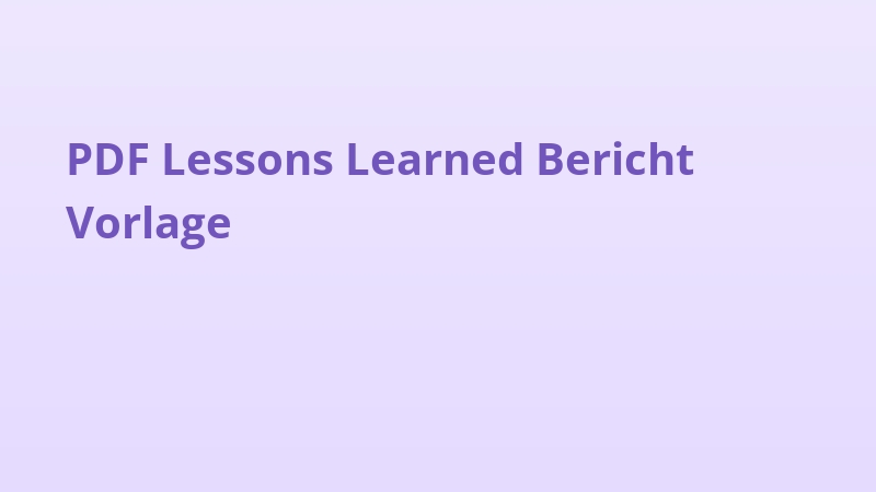 PDF Lessons Learned Bericht Vorlage