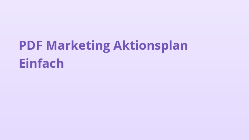 PDF Marketing Aktionsplan Einfach