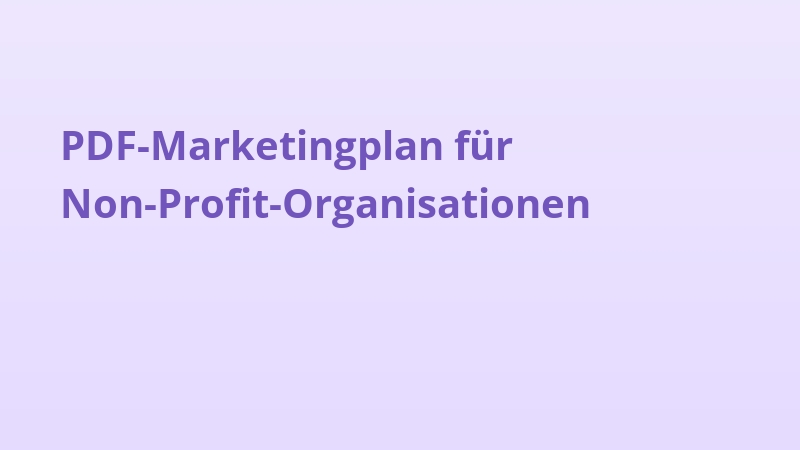 PDF-Marketingplan für Non-Profit-Organisationen