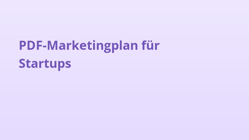 PDF-Marketingplan für Startups