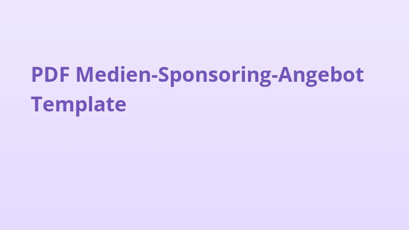 PDF Medien-Sponsoring-Angebot Template