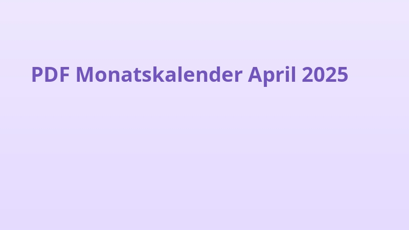 PDF Monatskalender April 2025