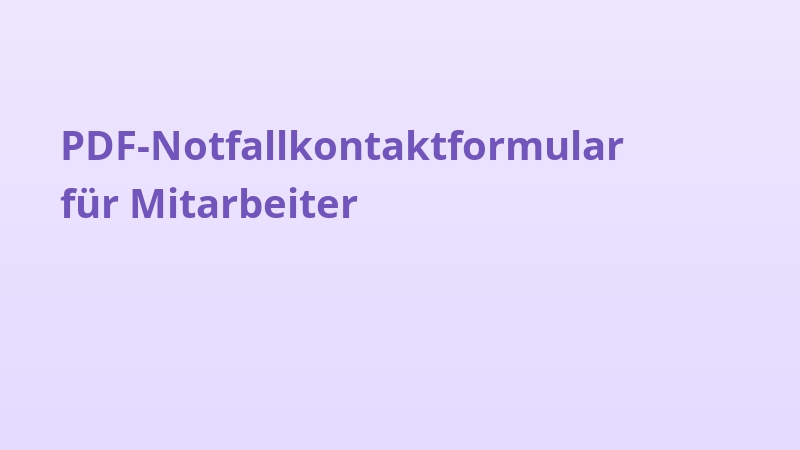 PDF-Notfallkontaktformular für Mitarbeiter