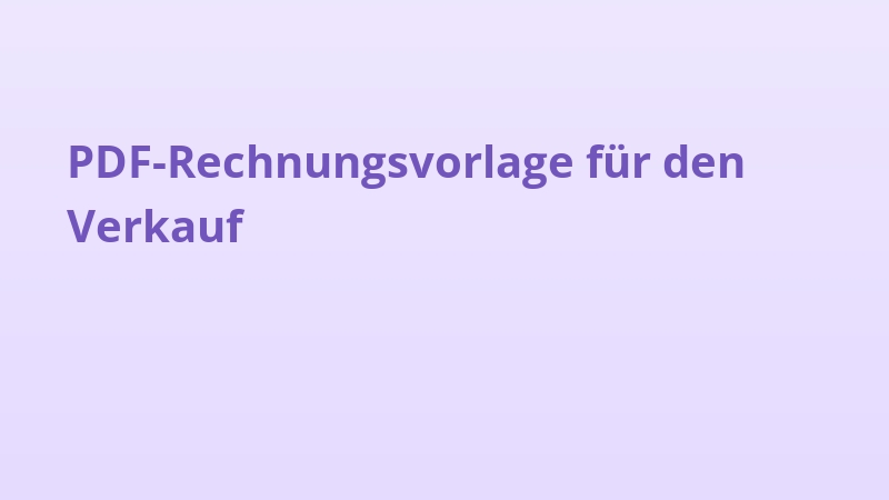 PDF-Rechnungsvorlage für den Verkauf