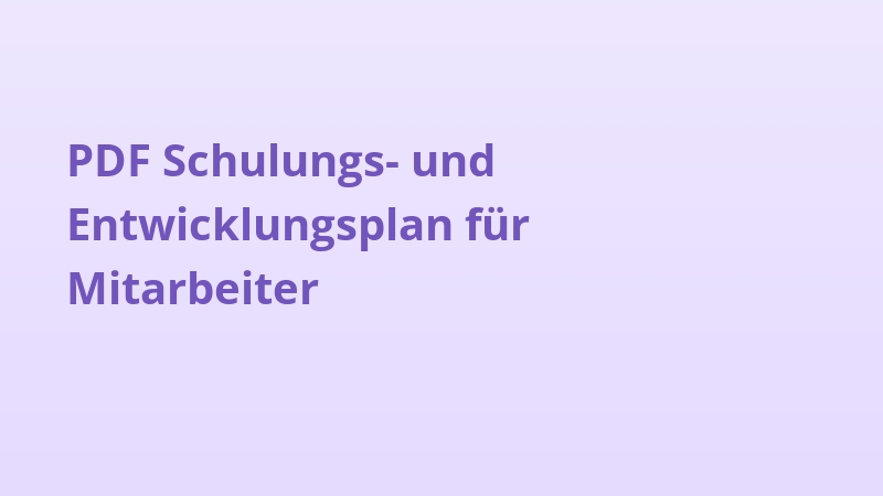 PDF Schulungs- und Entwicklungsplan für Mitarbeiter