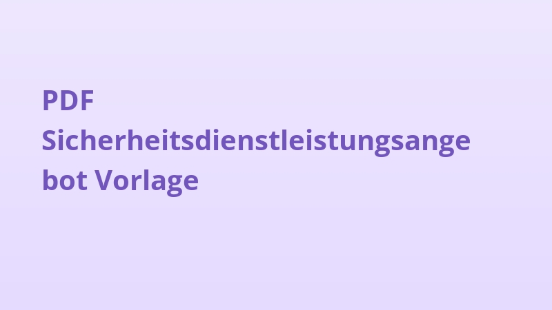 PDF Sicherheitsdienstleistungsangebot Vorlage