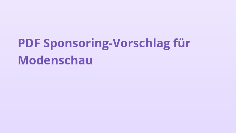 PDF Sponsoring-Vorschlag für Modenschau