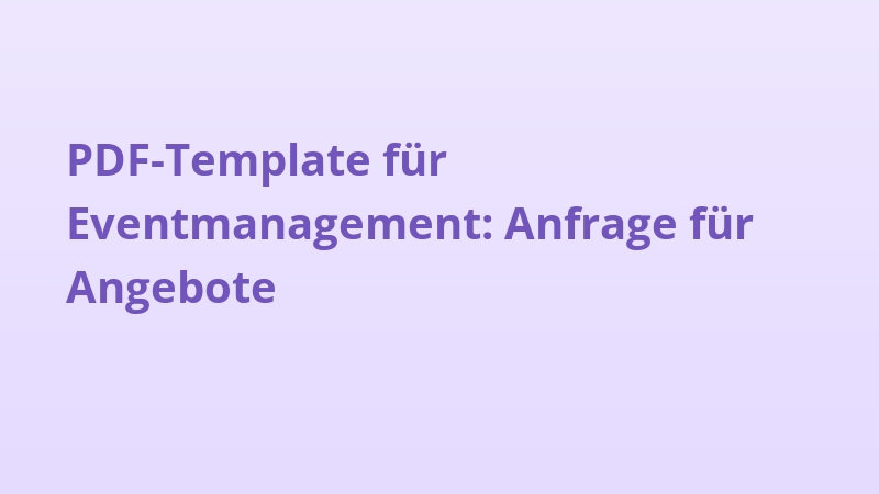 PDF-Template für Eventmanagement: Anfrage für Angebote
