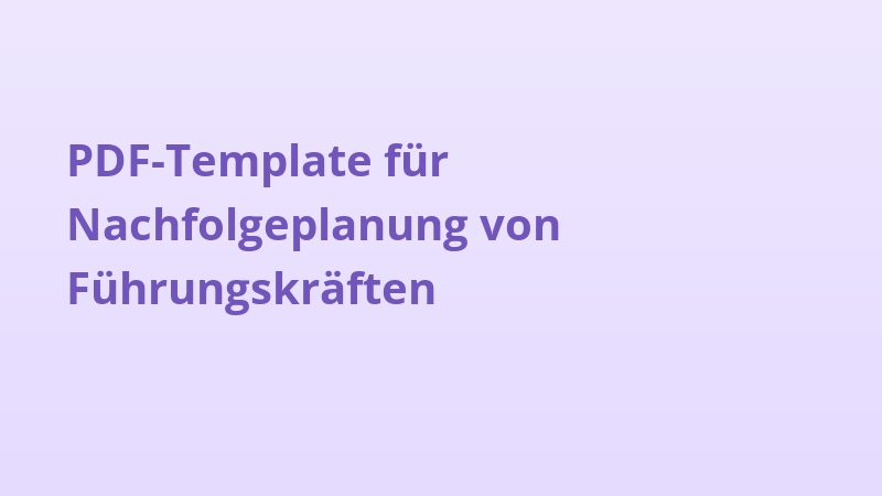 PDF-Template für Nachfolgeplanung von Führungskräften