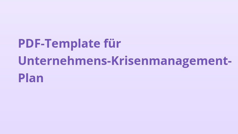 PDF-Template für Unternehmens-Krisenmanagement-Plan