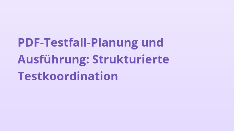 PDF-Testfall-Planung und Ausführung: Strukturierte Testkoordination