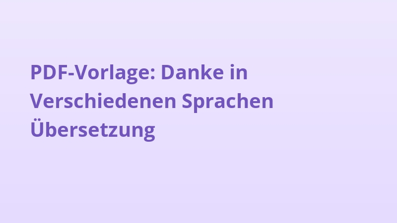 PDF-Vorlage: Danke in Verschiedenen Sprachen Übersetzung