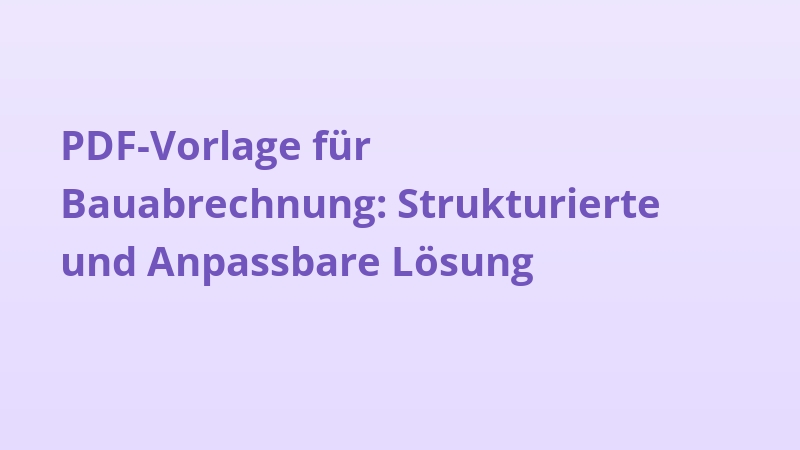 PDF-Vorlage für Bauabrechnung: Strukturierte und Anpassbare Lösung