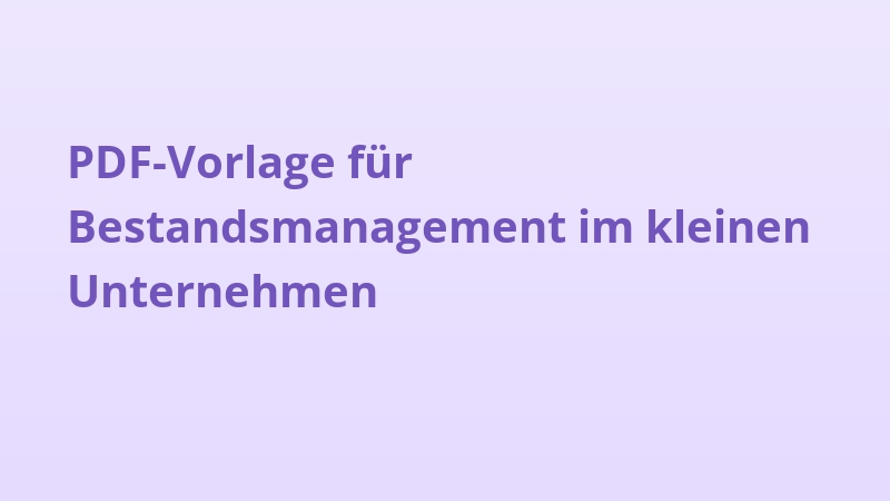 PDF-Vorlage für Bestandsmanagement im kleinen Unternehmen