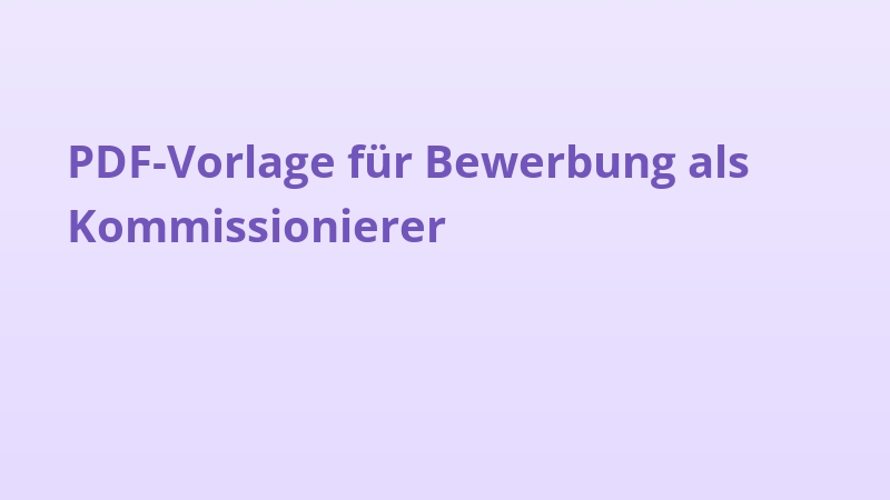 PDF-Vorlage für Bewerbung als Kommissionierer
