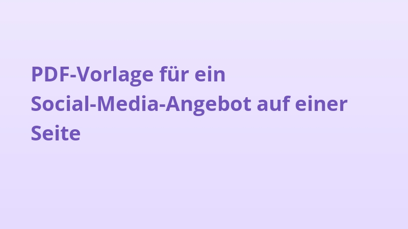 PDF-Vorlage für ein Social-Media-Angebot auf einer Seite