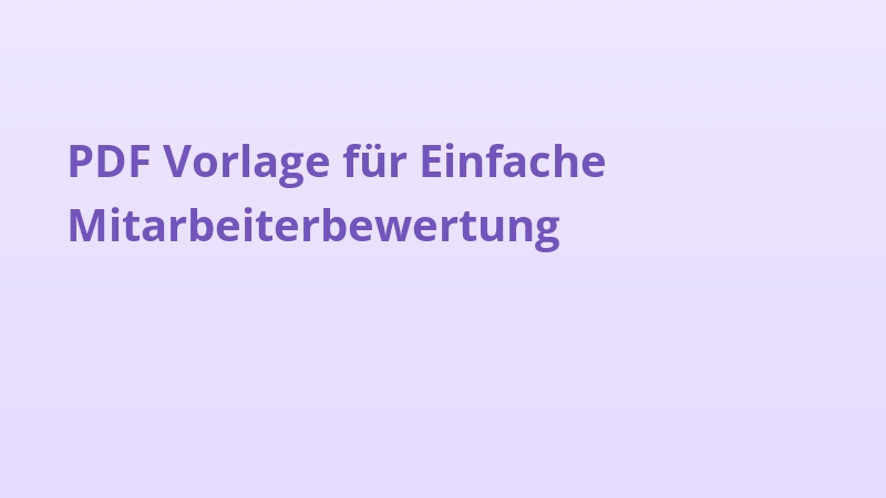 PDF Vorlage für Einfache Mitarbeiterbewertung