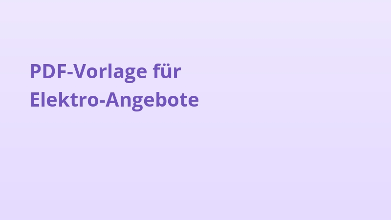 PDF-Vorlage für Elektro-Angebote