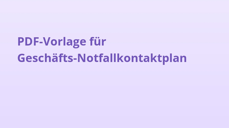 PDF-Vorlage für Geschäfts-Notfallkontaktplan