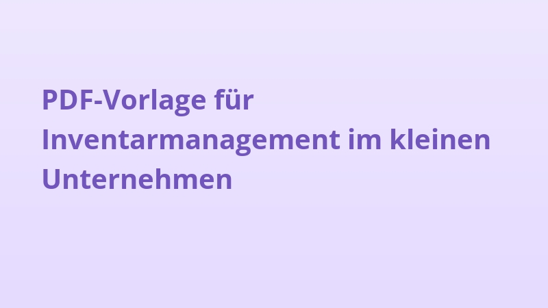 PDF-Vorlage für Inventarmanagement im kleinen Unternehmen