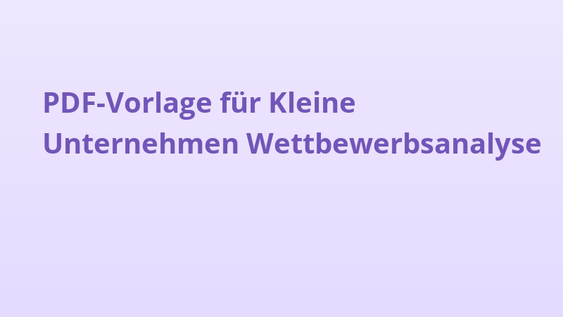 PDF-Vorlage für Kleine Unternehmen Wettbewerbsanalyse
