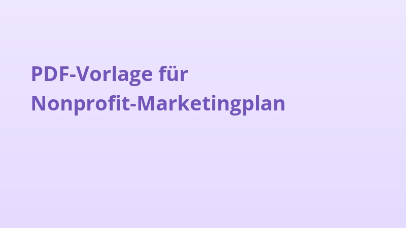 PDF-Vorlage für Nonprofit-Marketingplan