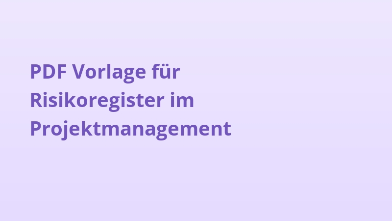 PDF Vorlage für Risikoregister im Projektmanagement