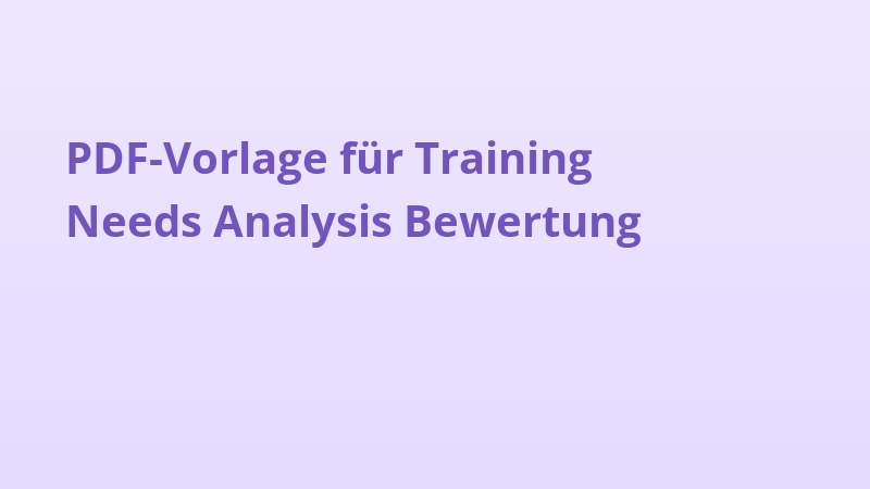 PDF-Vorlage für Training Needs Analysis Bewertung