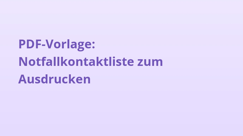 PDF-Vorlage: Notfallkontaktliste zum Ausdrucken