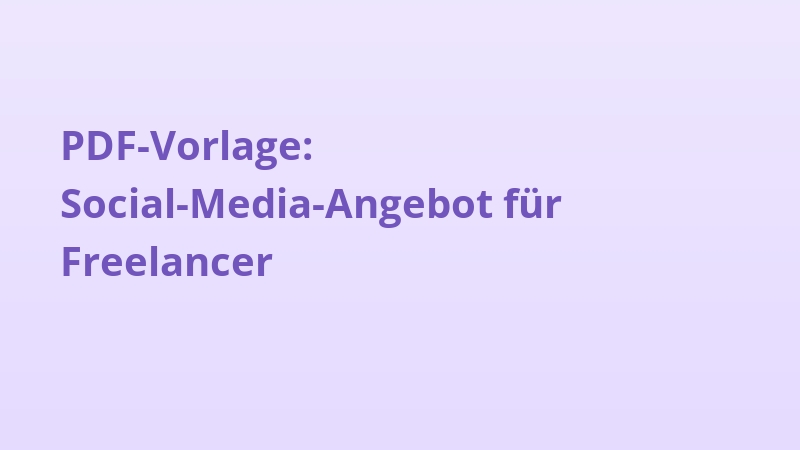 PDF-Vorlage: Social-Media-Angebot für Freelancer