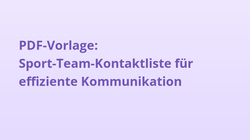 PDF-Vorlage: Sport-Team-Kontaktliste für effiziente Kommunikation