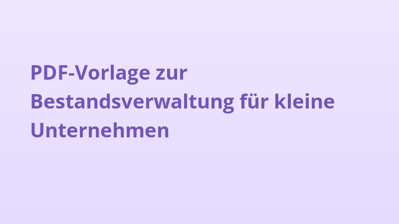 PDF-Vorlage zur Bestandsverwaltung für kleine Unternehmen