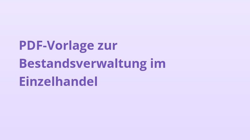 PDF-Vorlage zur Bestandsverwaltung im Einzelhandel