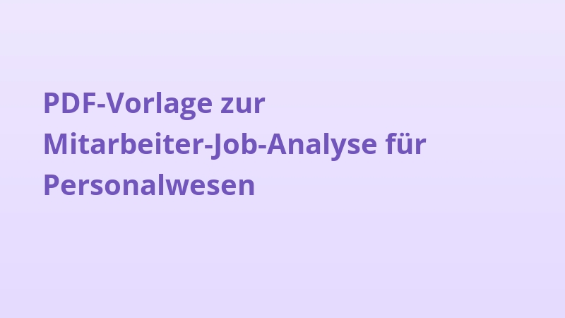 PDF-Vorlage zur Mitarbeiter-Job-Analyse für Personalwesen