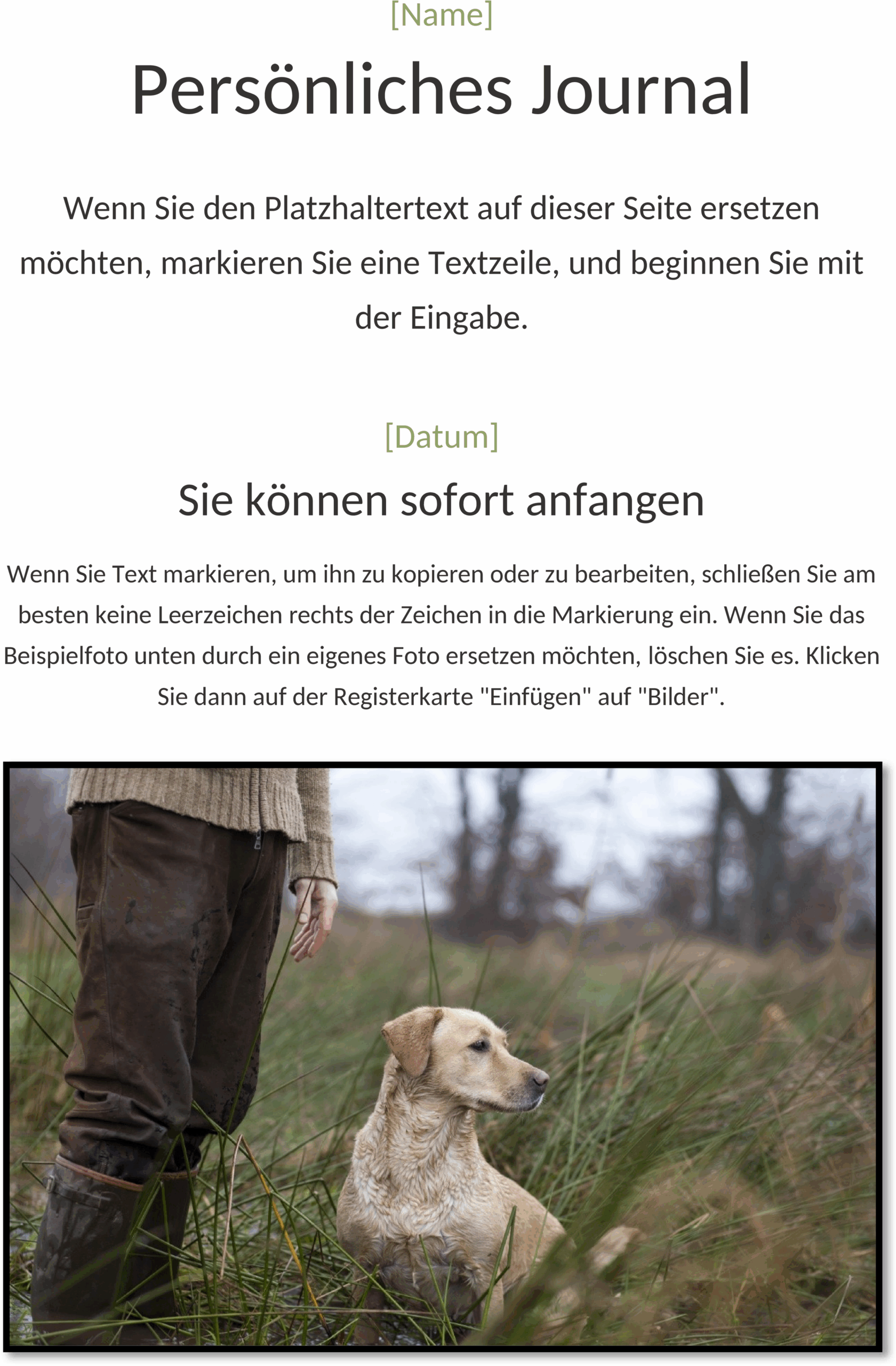 Word-Vorlage Persönliches Journal