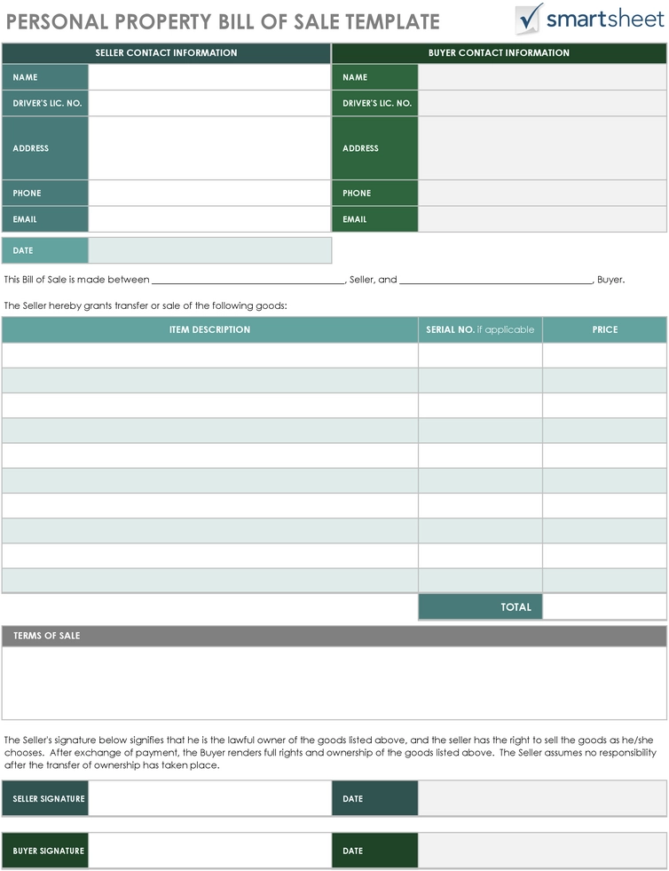 personal-property-bill-of-sale-vorlage