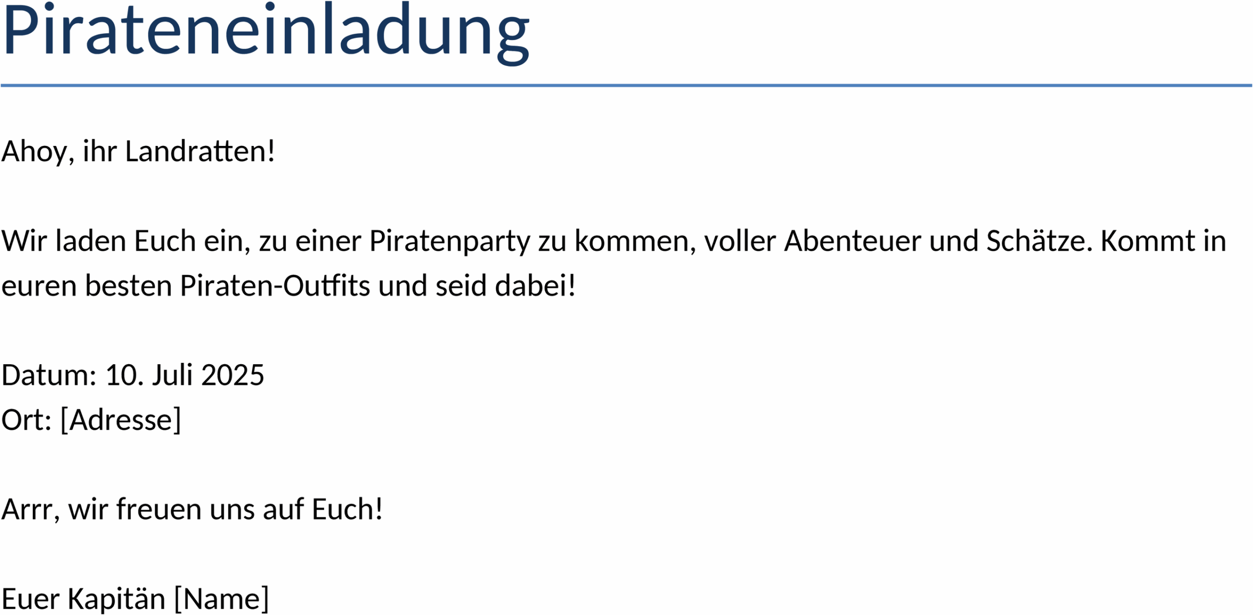 Piraten Einladung Basteln Word Vorlage